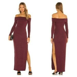 LOVERS + FRIENDS Women Maxi Dress Size XXS Red Royale Off Shoulder Glamorous